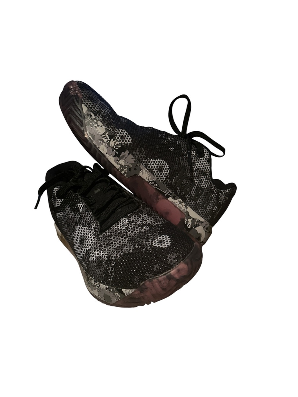 Black & White Floral Knit Athletic Sneakers